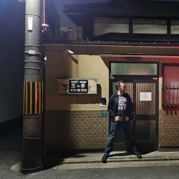 Me in front of our Kyoto rental house